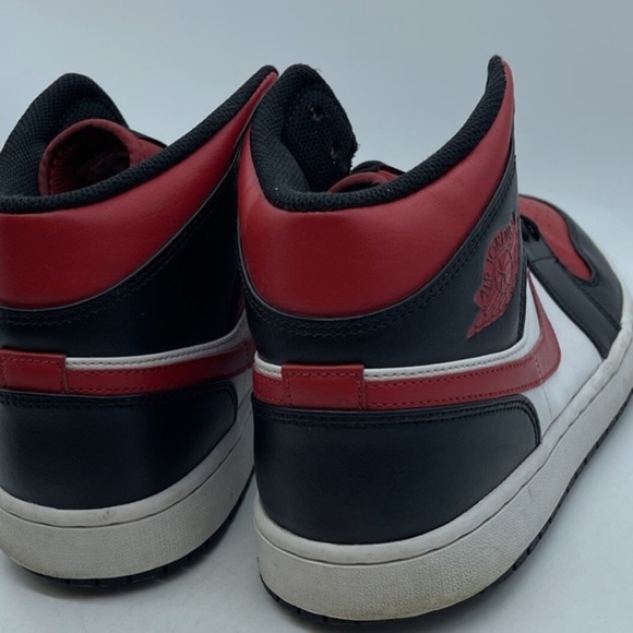 Jordan 1 Mid Bred Toe Black Red White Leather (554724-079) Sz 11 Men Sneakers main image 9